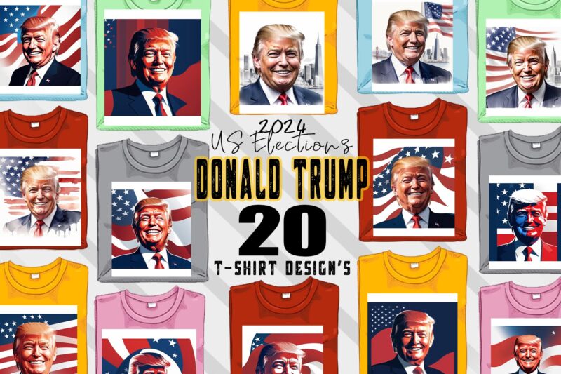 Donald Trump t-shirt design bundle with 20 png & jpeg designs – download instantly Donald Trump T-shirt Design Illustration T-shirt Clip