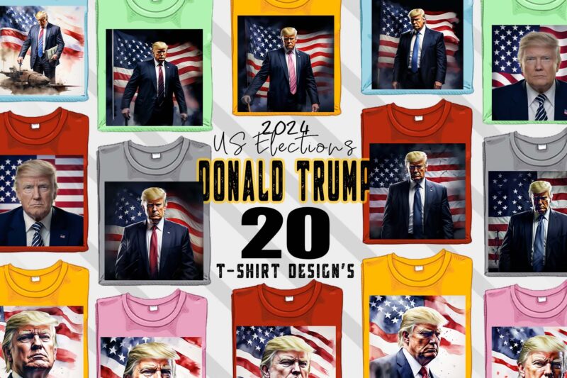 Donald Trump t-shirt design bundle with 20 png & jpeg designs – download instantly Donald Trump T-shirt Design Illustration T-shirt Clipart