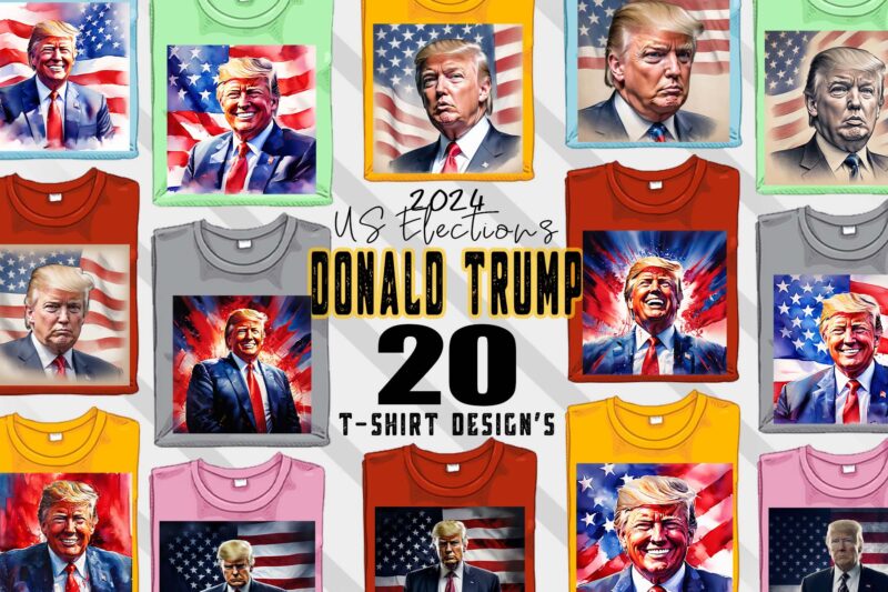 Donald Trump t-shirt design bundle with 20 png & jpeg designs – download instantly Donald Trump T-shirt Design Illustration T-shirt Clipart
