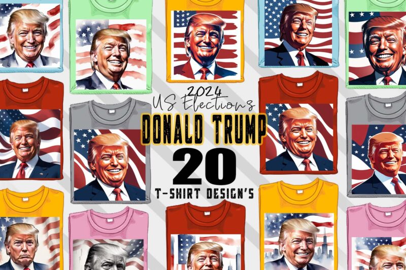 Donald Trump t-shirt design bundle with 20 png & jpeg designs – download instantly Donald Trump T-shirt Design Illustration T-shirt Clipart