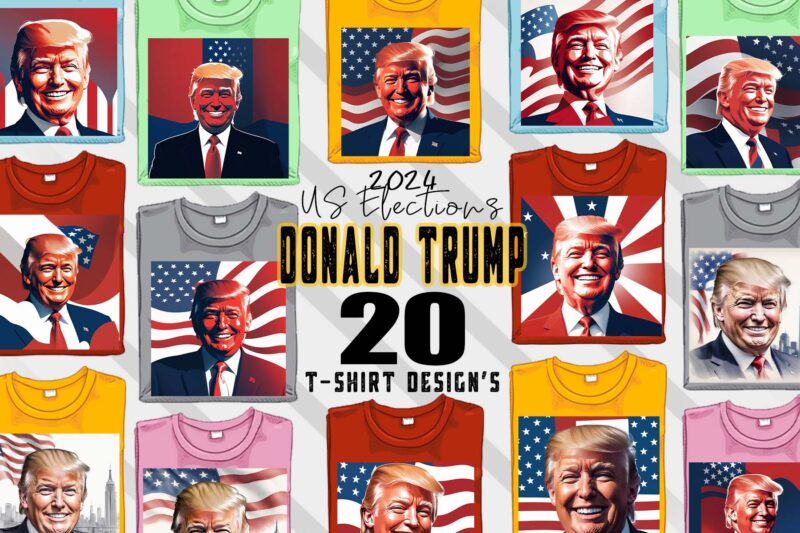 Donald Trump t-shirt design bundle with 20 png & jpeg designs – download instantly Donald Trump T-shirt Design Illustration T-shirt Clipart