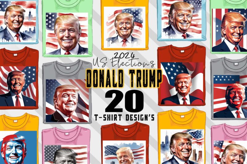 Donald Trump t-shirt design bundle with 20 png & jpeg designs – download instantly Donald Trump T-shirt Design Illustration T-shirt Clipart