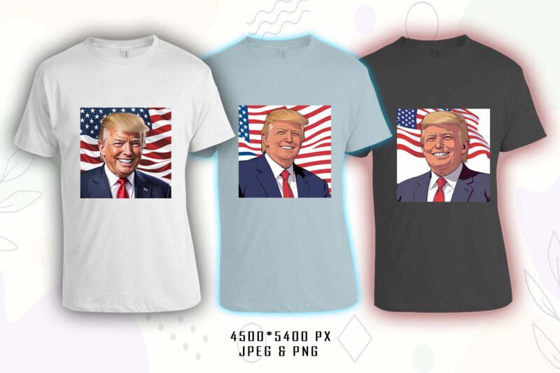 Donald Trump t-shirt design bundle with 20 png & jpeg designs – download instantly Donald Trump T-shirt Design Illustration T-shirt Clipart