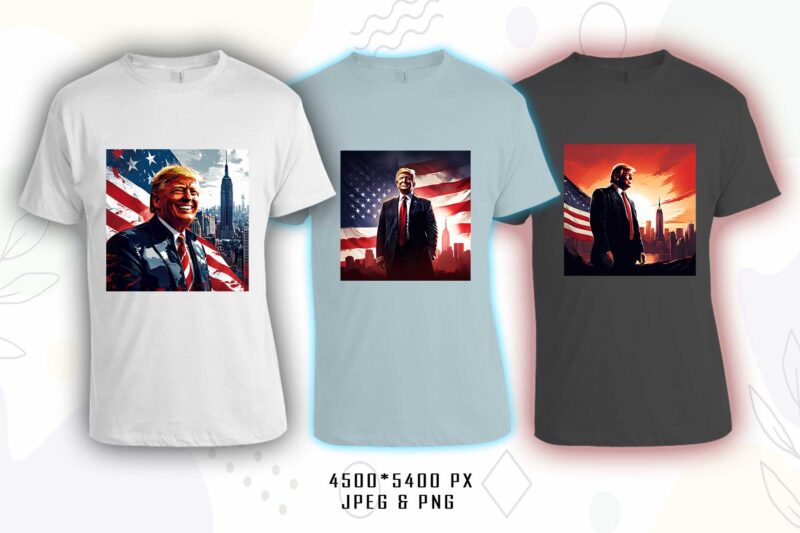 Donald Trump t-shirt design bundle with 20 png & jpeg designs – download instantly Donald Trump T-shirt Design Illustration T-shirt Clipart