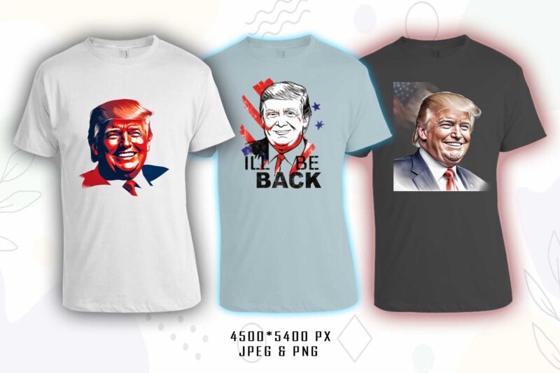 Donald Trump t-shirt design bundle with 20 png & jpeg designs – download instantly Donald Trump T-shirt Design Illustration T-shirt Clipart