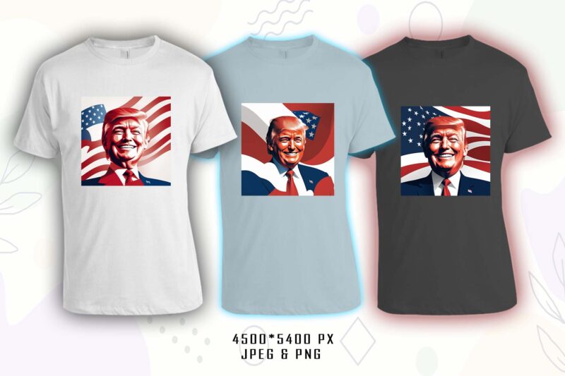 Donald Trump t-shirt design bundle with 20 png & jpeg designs – download instantly Donald Trump T-shirt Design Illustration T-shirt Clipart