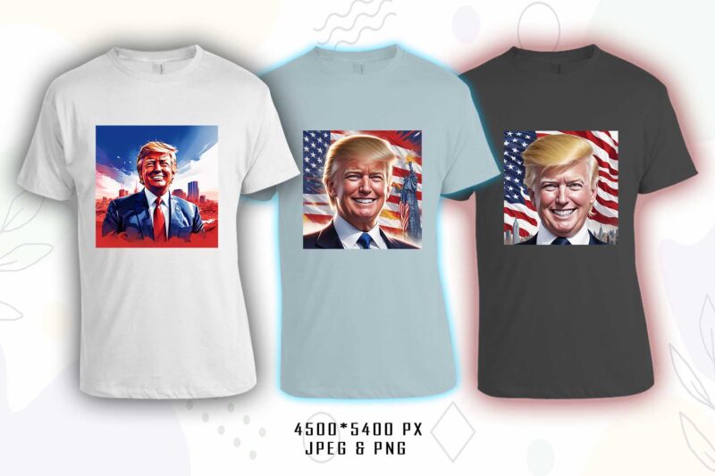 Donald Trump t-shirt design bundle with 20 png & jpeg designs – download instantly Donald Trump T-shirt Design Illustration T-shirt Clipart