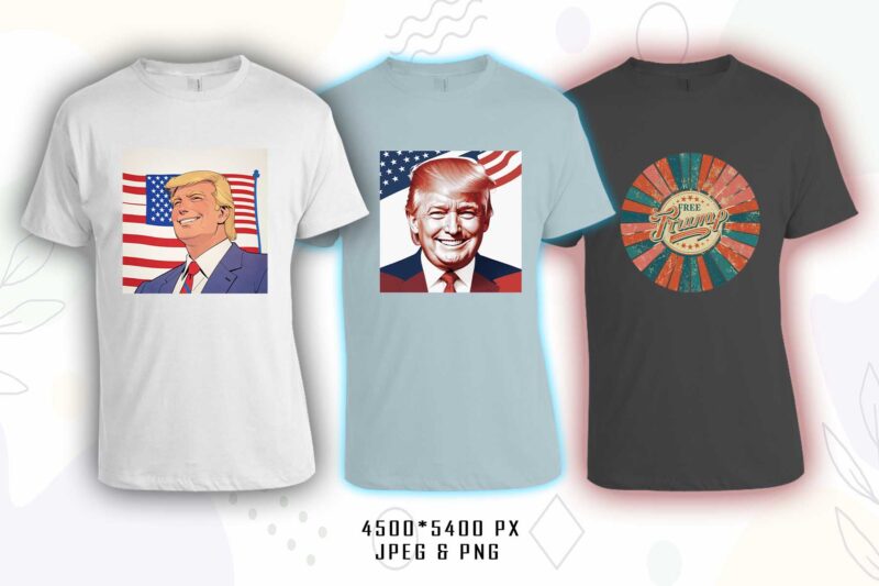 Donald Trump t-shirt design bundle with 20 png & jpeg designs – download instantly Donald Trump T-shirt Design Illustration T-shirt Clipart