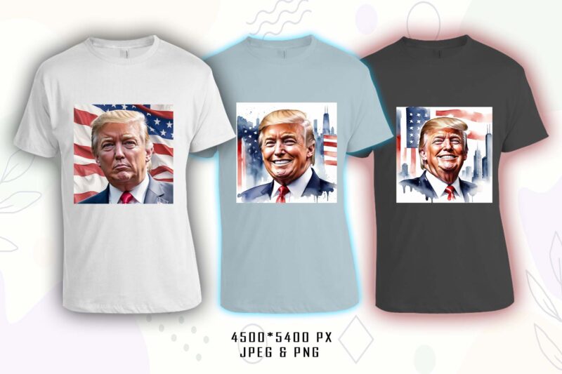 Donald Trump t-shirt design bundle with 20 png & jpeg designs – download instantly Donald Trump T-shirt Design Illustration T-shirt Clipart