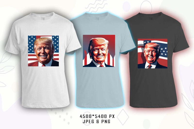 Donald Trump t-shirt design bundle with 20 png & jpeg designs – download instantly Donald Trump T-shirt Design Illustration T-shirt Clipart
