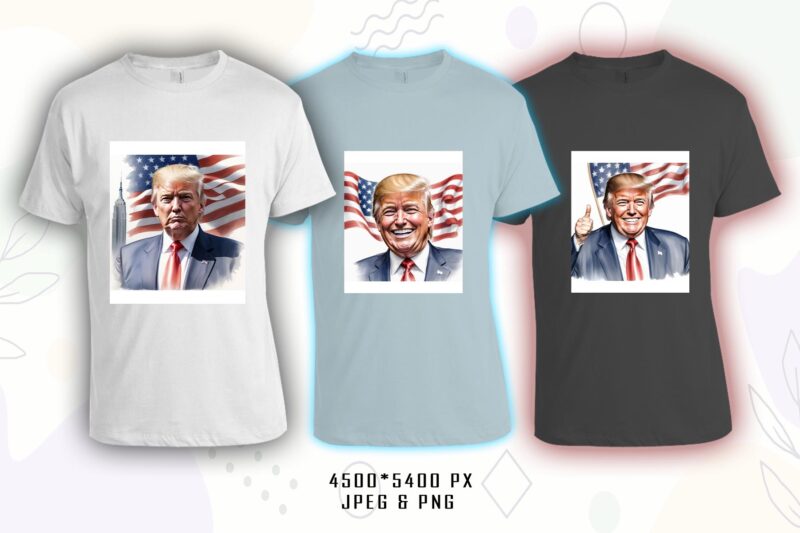 Donald Trump t-shirt design bundle with 20 png & JPEG designs – download instantly Donald Trump T-shirt Design Illustration T-shirt Clip