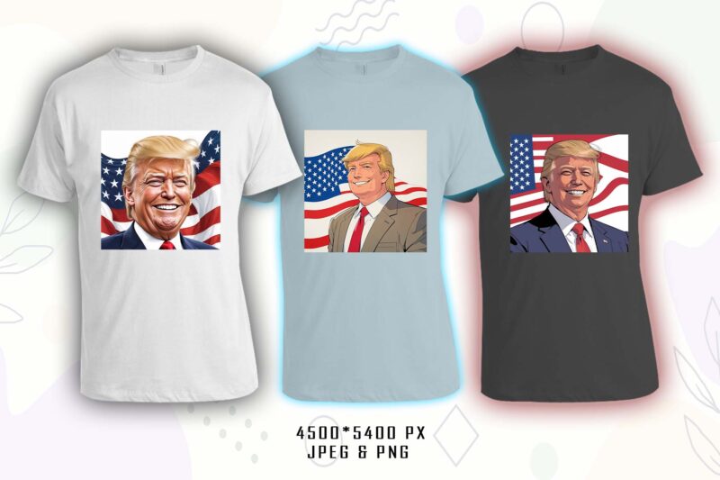 Donald Trump t-shirt design bundle with 20 png & jpeg designs – download instantly Donald Trump T-shirt Design Illustration T-shirt Clipart