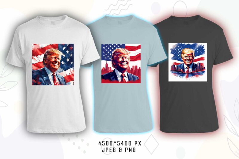 Donald Trump t-shirt design bundle with 20 png & jpeg designs – download instantly Donald Trump T-shirt Design Illustration T-shirt Clipart