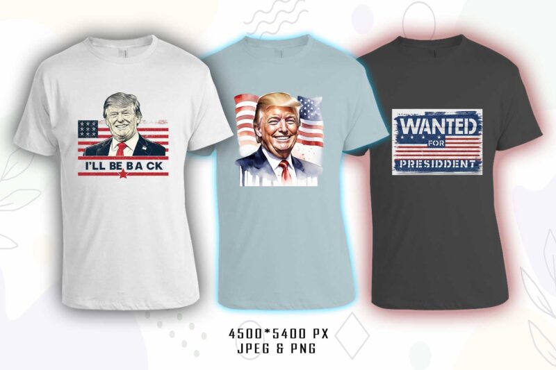 Donald Trump t-shirt design bundle with 20 png & jpeg designs – download instantly Donald Trump T-shirt Design Illustration T-shirt Clipart
