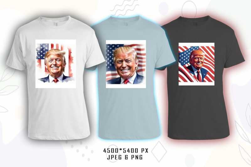 Donald Trump t-shirt design bundle with 20 png & jpeg designs – download instantly Donald Trump T-shirt Design Illustration T-shirt Clip
