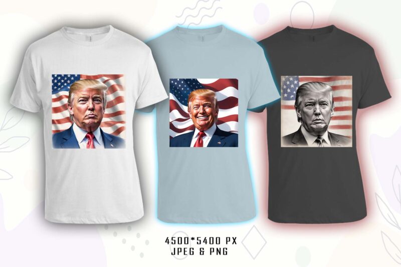 Donald Trump t-shirt design bundle with 20 png & jpeg designs – download instantly Donald Trump T-shirt Design Illustration T-shirt Clipart