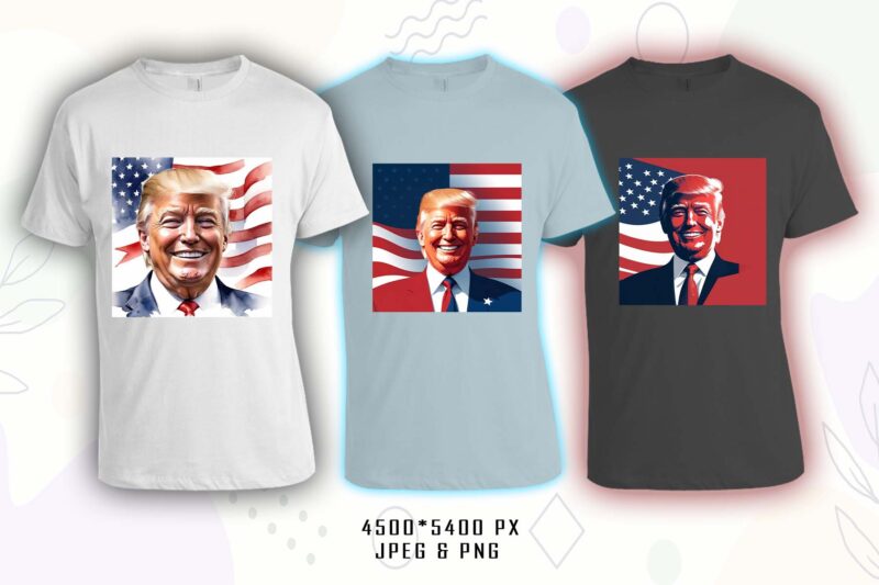 Donald Trump t-shirt design bundle with 20 png & jpeg designs – download instantly Donald Trump T-shirt Design Illustration T-shirt Clipart