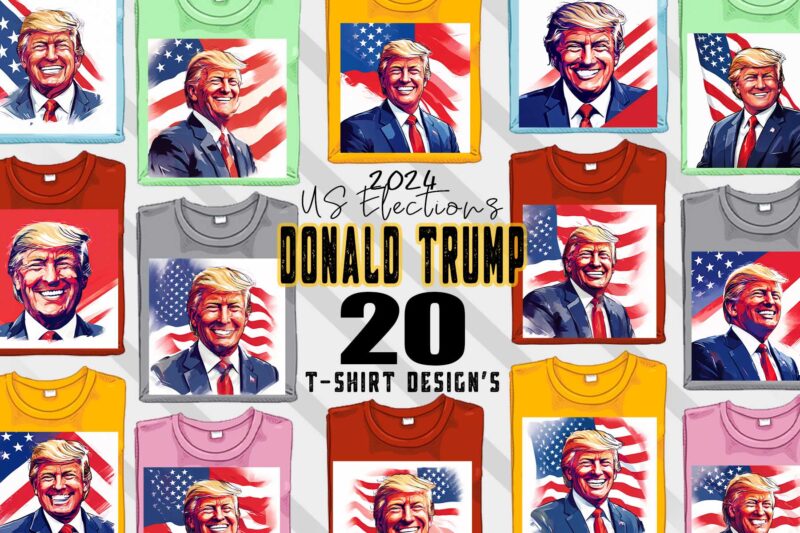 Donald Trump t-shirt design bundle with 20 png & jpeg designs – download instantly Donald Trump T-shirt Design Illustration T-shirt Clipart