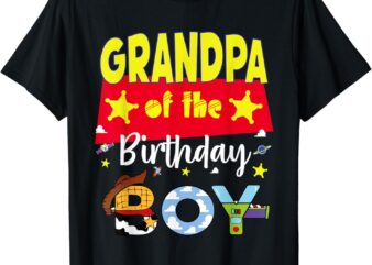 Grandpa Of The Birthday Boy Toy Familly Matching Story T-Shirt