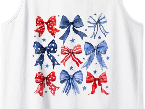 Happy 4th of july patriotic toddler girl boho coquette bows tank top graphic t shirt