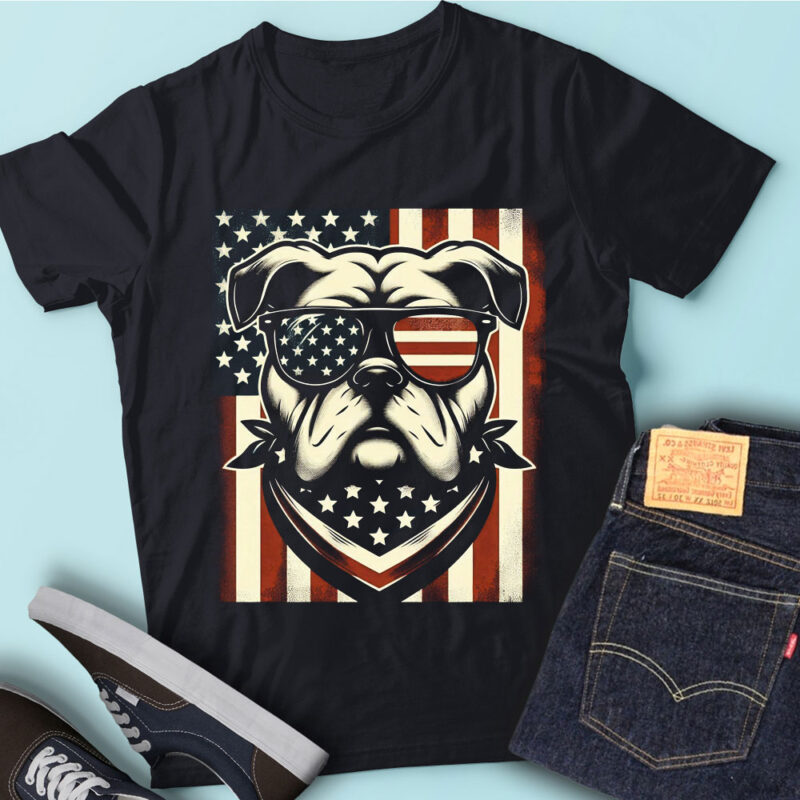 LT100 Funny Bulldogs Gift USA Flag Patriotic Dog Lover
