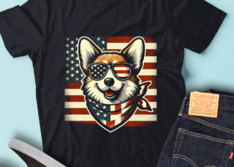 LT105 Dog Pembroke Welsh Corgis With USA Flag T Shirt