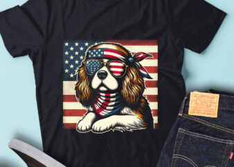 LT108 Cavalier King Charles Spaniel Dog USA Flag 4th Of July