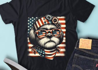 LT114 Shih Tzus Dog USA Flag Patriotic Dog Lover Owner