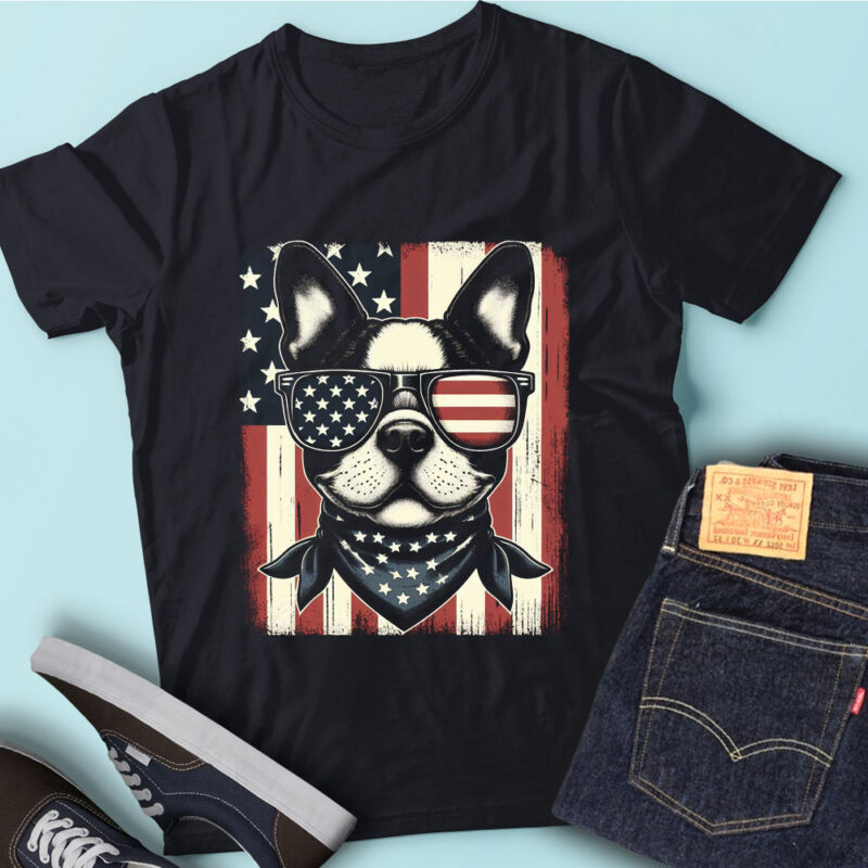 LT118 Funny Terriers Dogs T Shirt Gift USA Flag Dog Lover