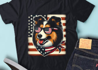 LT121 Shetland Sheepdogs Dogs With USA Flag Patriotic Dog