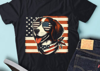 LT122 Brittany Dogs T Shirt Gift USA Flag Funny Dog Lover