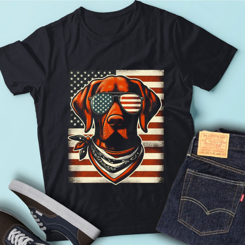 LT127 Vizslas Dogs T Shirt Gift USA Flag 4th Of July
