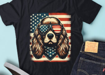 LT134 English Cocker Spaniel Dog Gift USA Flag Pet Lover