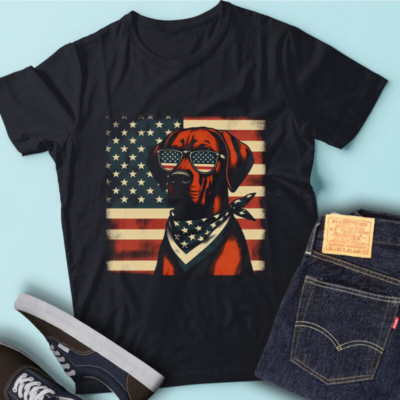 LT136 Newfoundland Dog With USA Flag Patriotic Dog Lover