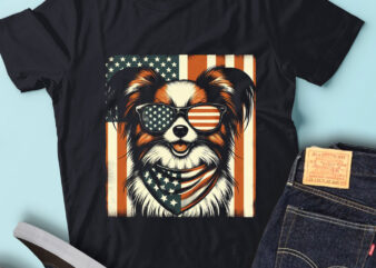 LT145 Papillon Dog Gift USA Flag Patriotic Pet Owner