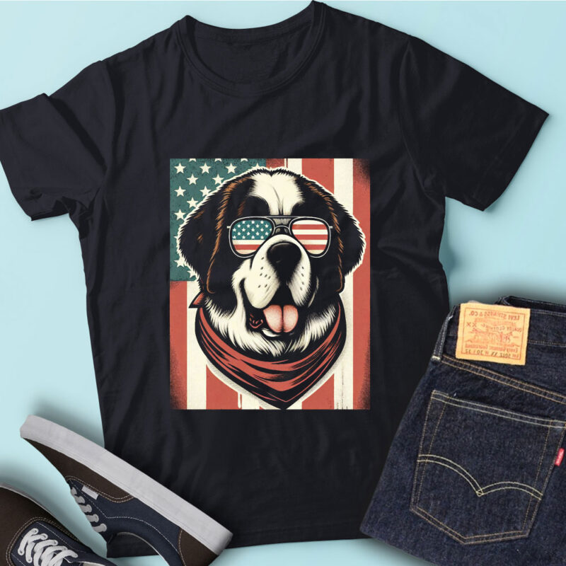 Merica Dog Saint Bernard Sunglasses Tshirt Merica Dog Saint Bernard Sunglasses Tshirt