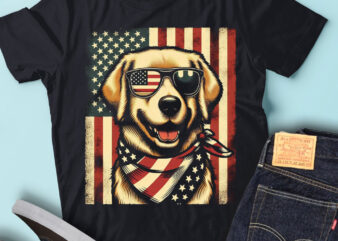 LT97 Golden Retrievers T Shirt Gift USA Flag Lab Dog Owner