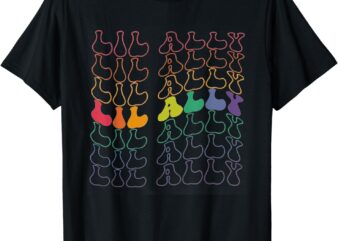 Retro Lil Ally LGBTQ Equality Gay Pride Month Toddler Kids T-Shirt