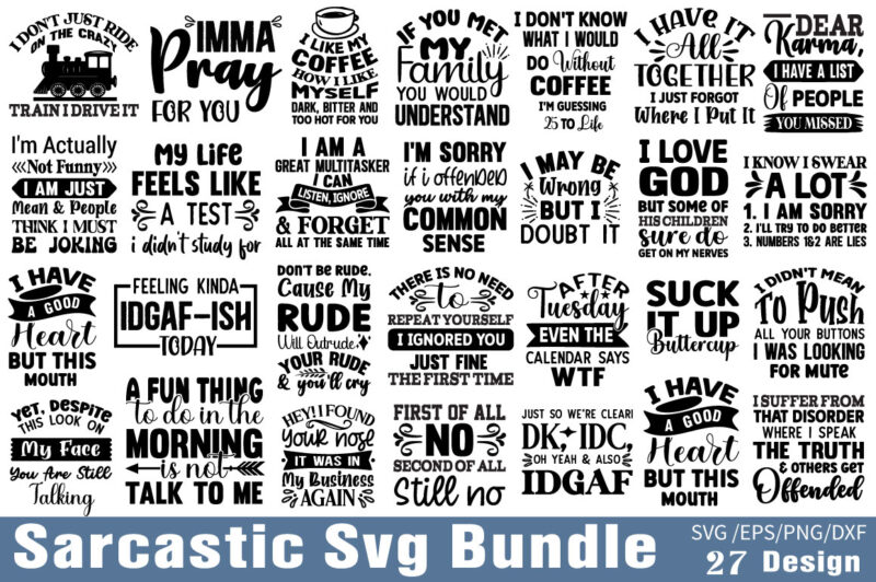 Sarcastic T-shirt Bundle Sarcastic SVG Bundle