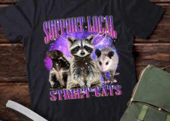 Support Local Street Cats Vintage 90s Retro Raccoon Possum lts-d