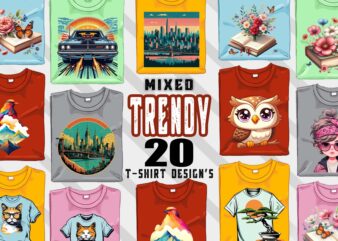 20 Trendy Mixed Niches T-shirt Design Illustration T-shirt Clipart Bundle Perfect for Stylish T-Shirt Design