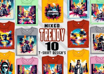 Vintage Trendy Mixed Niches 10 Illustration T-shirt Clipart Bundle