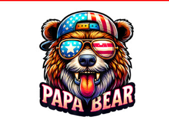 Papa Bear Flag PNG, Beer Best Dad PNG, Papa Bear 4TH Of July PNG
