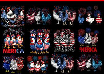 Chicken USA Flag Patriotic PNG, Chicken Lover 4th of July PNG