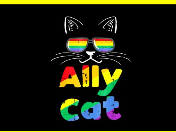Ally cat lgbt png, cat with ally pride rainbow png t shirt vector Ally cat lgbt png, cat with ally pride rainbow png t shirt vector