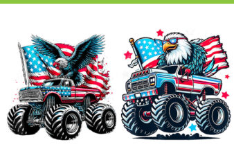 Monster Truck Bald Eagle PNG, Eagle 4th Of July PNG, Truck 4th Of July PNG