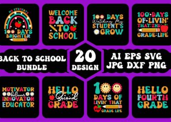 Back to school bundle, back to school t shirt bundle, back to school design bundle, 100 days of school shirt bundle