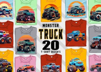 20Monster truck T-shirt Design Illustration T-shirt Clipart Bundle