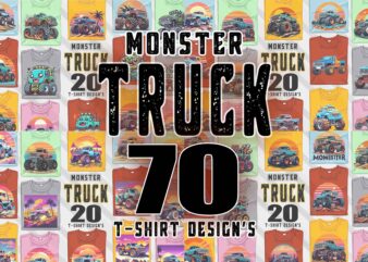 Trendy Monster truck T-shirt Illustration 70 Clipart Bundle crafted for T-shirt Design