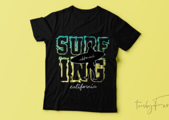 “Ride the Waves” Surfing T-Shirt Design.